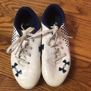 Under Armour cleats size 1Y white & blue